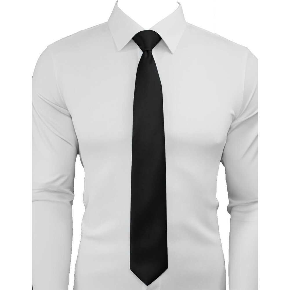 Men's Black Solid Color Imported Polyester Classi… - image 2